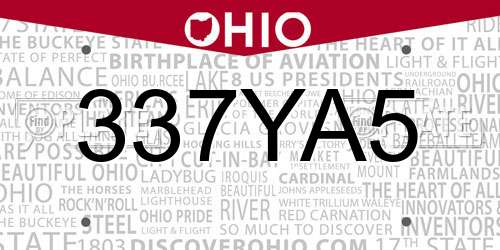 337YA5 Ohio License Plate