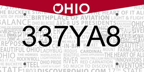 337YA8 Ohio License Plate