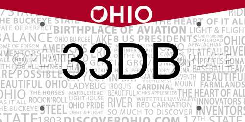 33DB Ohio License Plate