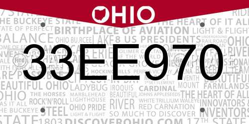 33EE970 Ohio License Plate