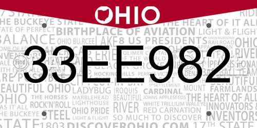 33EE982 Ohio License Plate