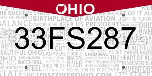 33FS287 Ohio License Plate