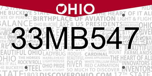 33MB547 Ohio License Plate