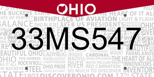 33MS547 Ohio License Plate