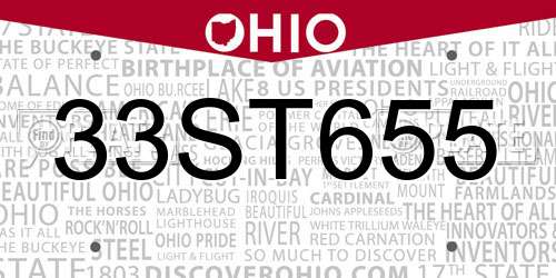 33ST655 Ohio License Plate