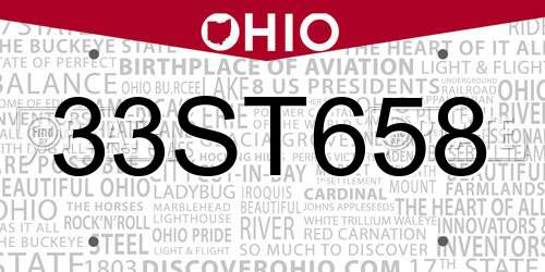 33ST658 Ohio License Plate