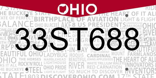 33ST688 Ohio License Plate