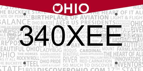 340XEE Ohio License Plate