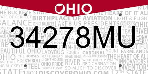 34278MU Ohio License Plate