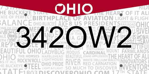 342OW2 Ohio License Plate