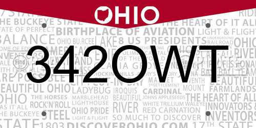 342OWT Ohio License Plate