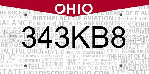 343KB8 Ohio License Plate