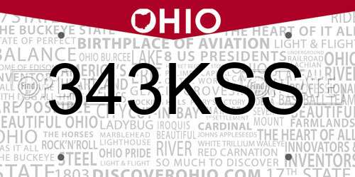 343KSS Ohio License Plate