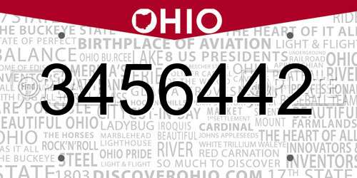 3456442 Ohio License Plate