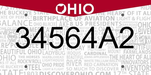 34564A2 Ohio License Plate