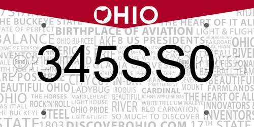 345SS0 Ohio License Plate