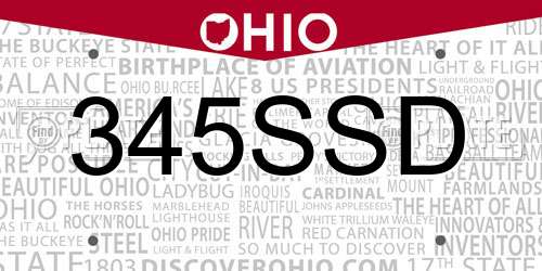 345SSD Ohio License Plate