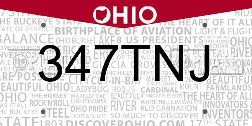 347TNJ Ohio License Plate