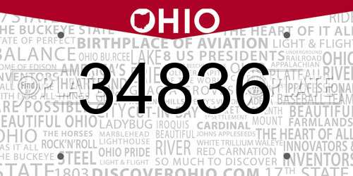 34836 Ohio License Plate