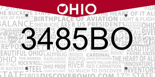 3485BO Ohio License Plate