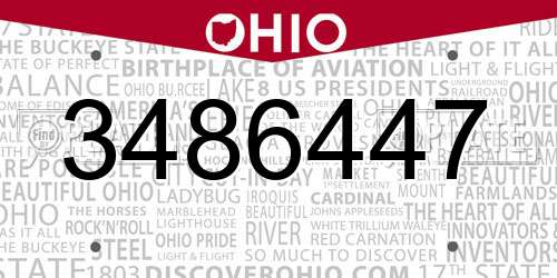 3486447 Ohio License Plate