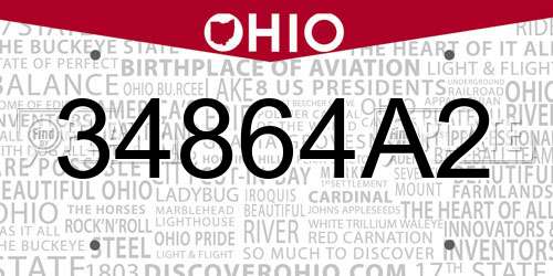 34864A2 Ohio License Plate