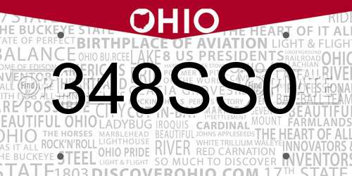 348SS0 Ohio License Plate