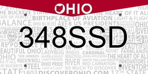 348SSD Ohio License Plate