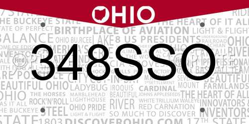 348SSO Ohio License Plate