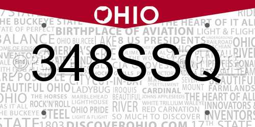 348SSQ Ohio License Plate