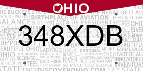 348XDB Ohio License Plate