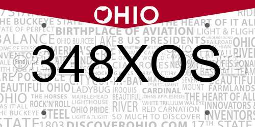 348XOS Ohio License Plate