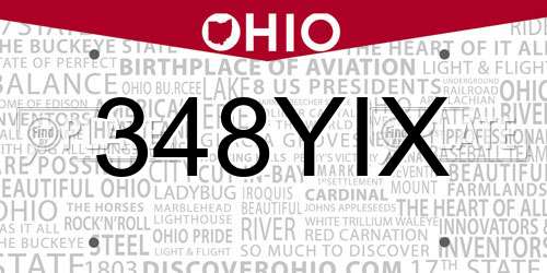 348YIX Ohio License Plate