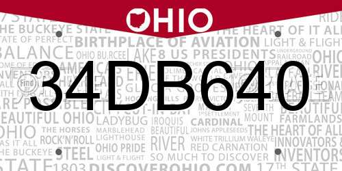 34DB640 Ohio License Plate