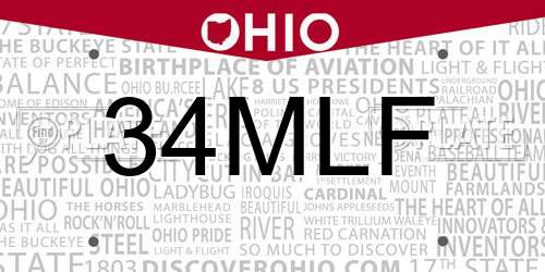 34MLF Ohio License Plate
