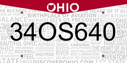34OS640 Ohio License Plate