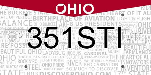 351STI Ohio License Plate