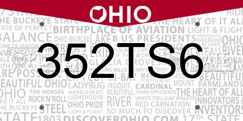 352TS6 Ohio License Plate