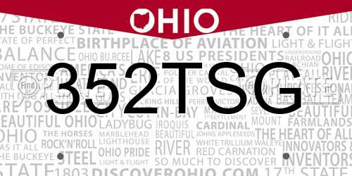 352TSG Ohio License Plate