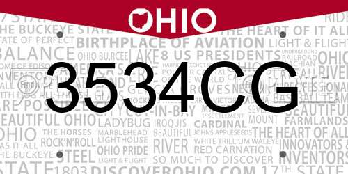 3534CG Ohio License Plate