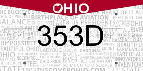 353D Ohio License Plate