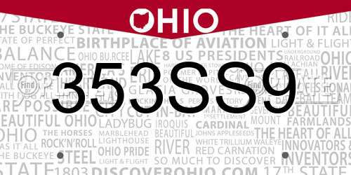 353SS9 Ohio License Plate