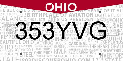 353YVG Ohio License Plate