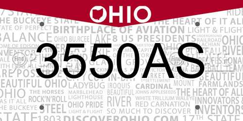 3550AS Ohio License Plate