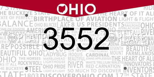3552 Ohio License Plate