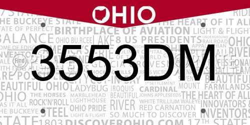 3553DM Ohio License Plate