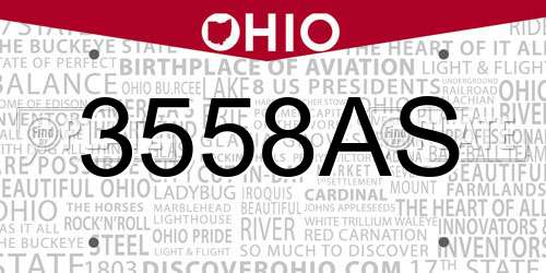 3558AS Ohio License Plate