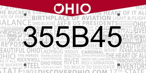 355B45 Ohio License Plate