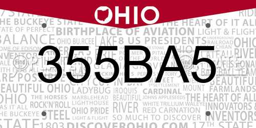 355BA5 Ohio License Plate