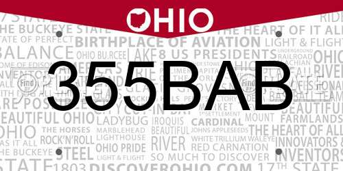 355BAB Ohio License Plate